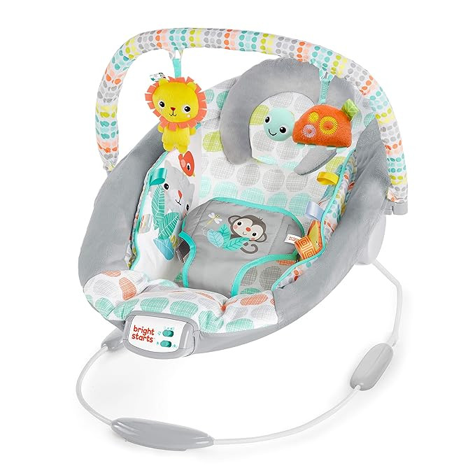 Amazon.com : Bright Starts Whimsical Wild Comfy Baby Bouncer Seat with Soothing Vibration and Mus... | Amazon (US)