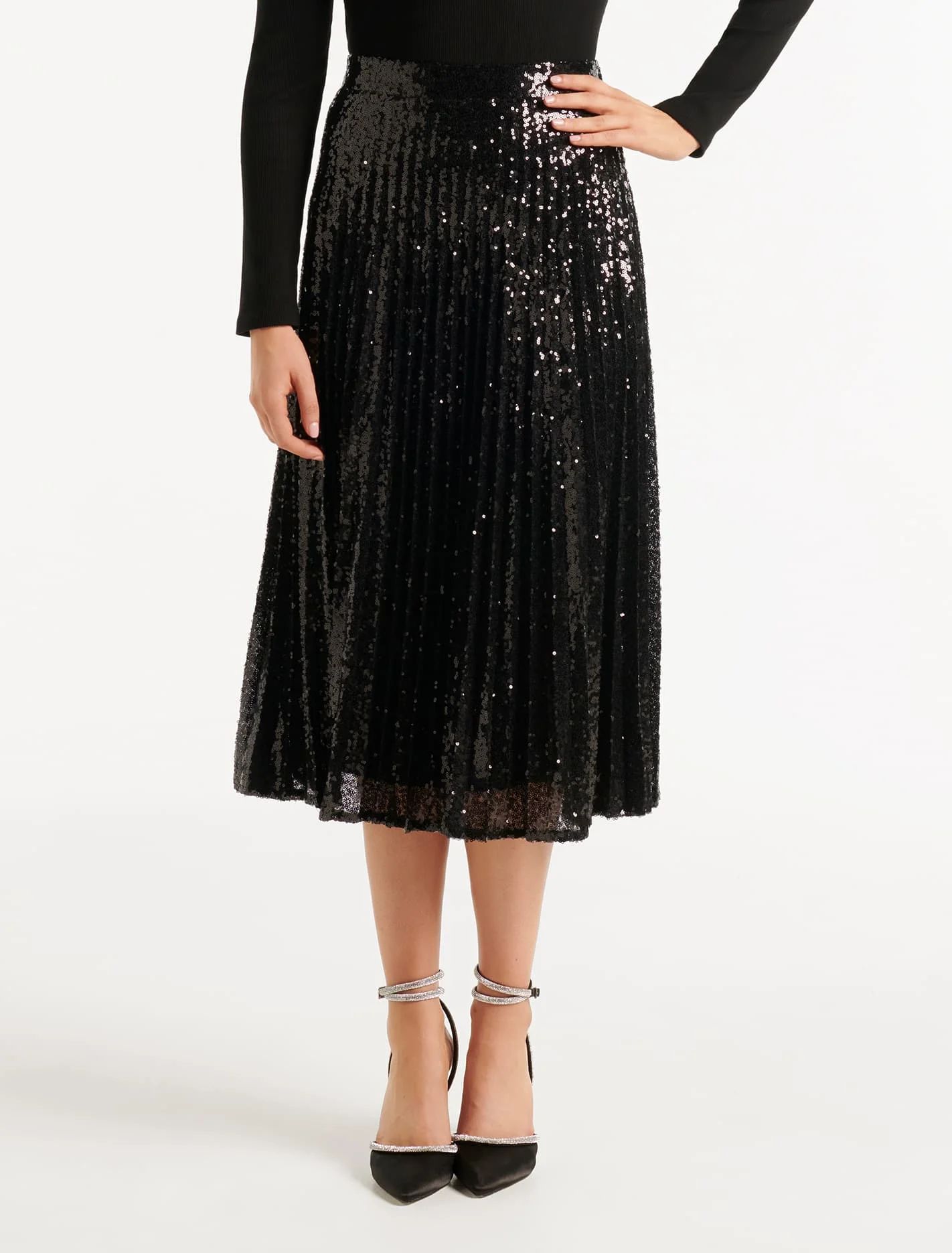 Dion Sequin Pleated Midi Skirt | Ever New (CA)