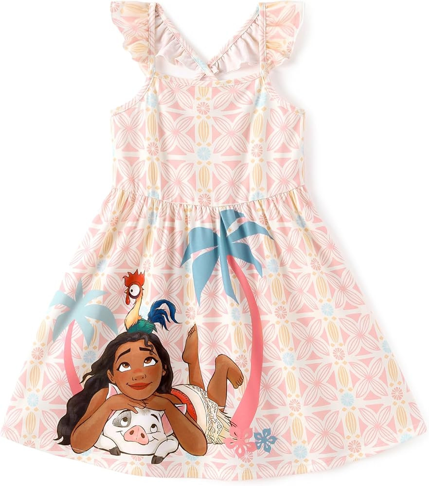 Disney Princess Minnie Mouse Frozen Elsa Girls Dress Ruffle Sleeveless Criss Cross Sundress Summe... | Amazon (US)