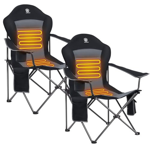 EVER ADVANCED Heated Camping Chair, Lawn Chairs Heated Chair Outdoor Sports with 3 Heat Levels, Heated Folding Chair Camping Chairs for Adults, Supports 400lbs | Amazon (US)