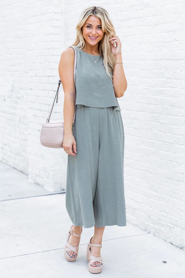 Never Wanna Leave Olive Jumpsuit | Pink Lily