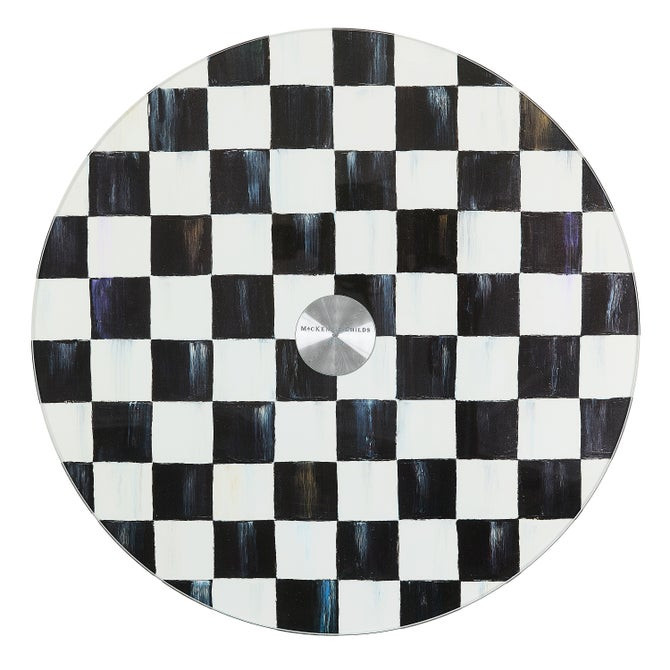 Mocha Check Glass Lazy Susan | MacKenzie-Childs