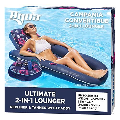 Aqua Campania Ultimate 2-in-1 Pool Float Lounge – Extra Large – Inflatable Pool Floats for Adults wi | Amazon (US)