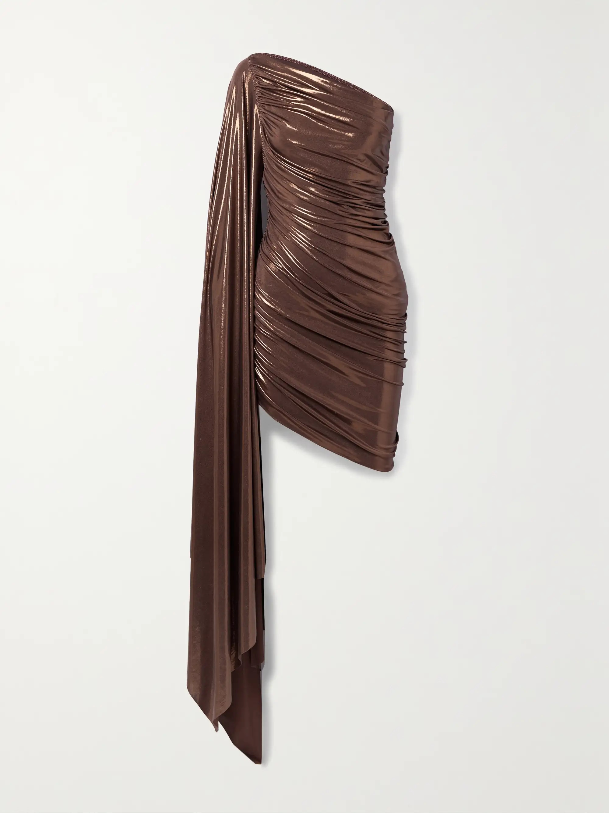 Diana Pickleball one-sleeve draped ruched stretch-lamé mini dress | NET-A-PORTER (US)