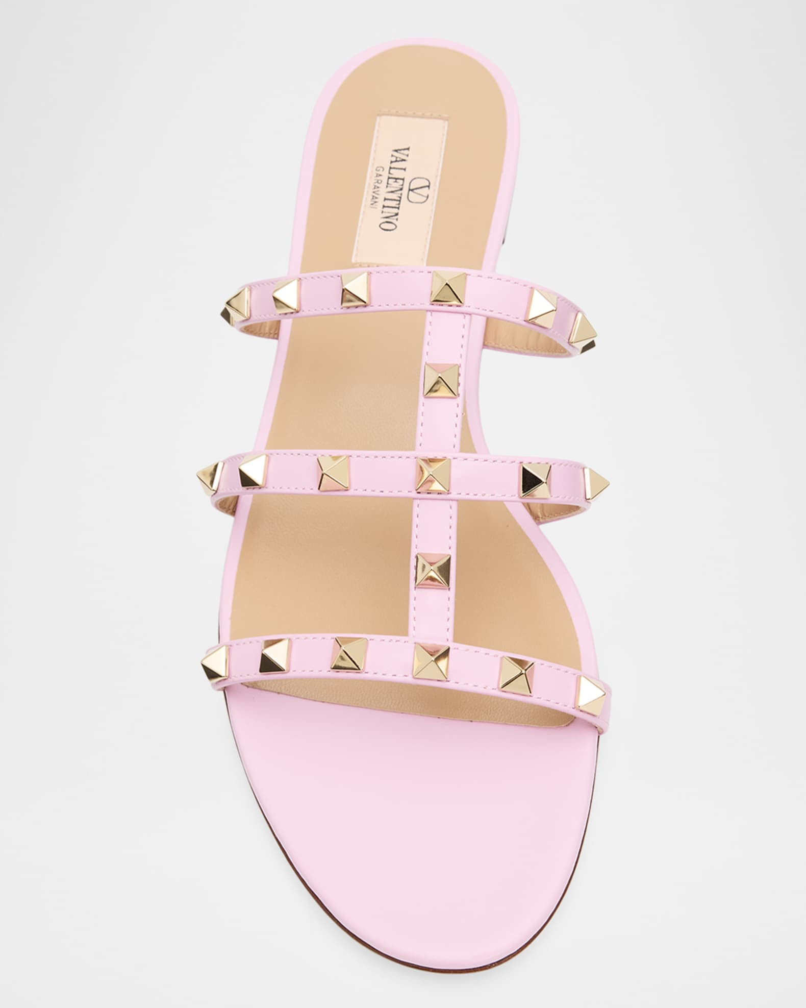 Rockstud Caged Leather Flat Slide Sandals | Neiman Marcus