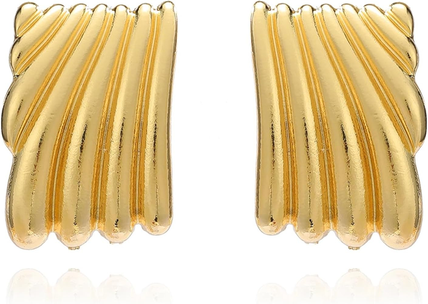 Minimalist Alloy Chunky Striped Rectangle Geometric Square Statement Stud Earrings for Women Jewe... | Amazon (US)