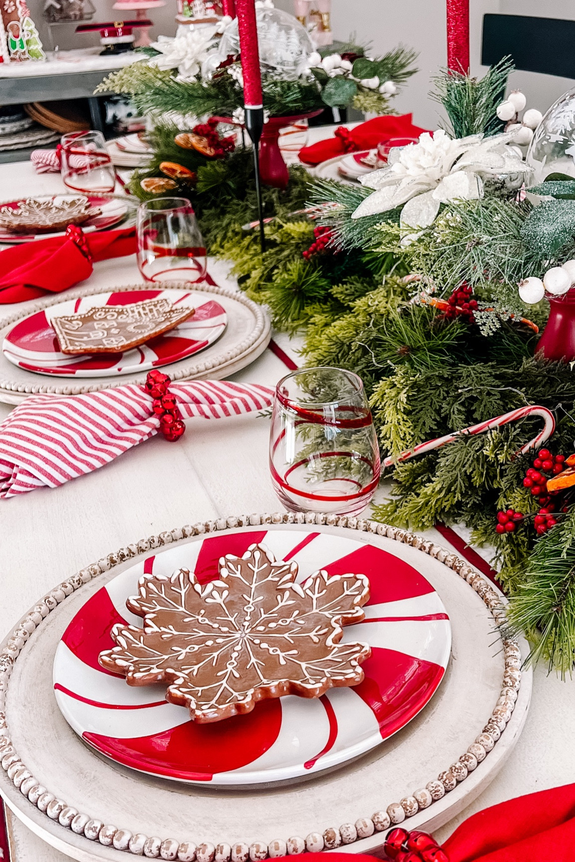 Gingerbread collection from Pottery Barn that I use for my tablescape and also items I use on my tree.  
