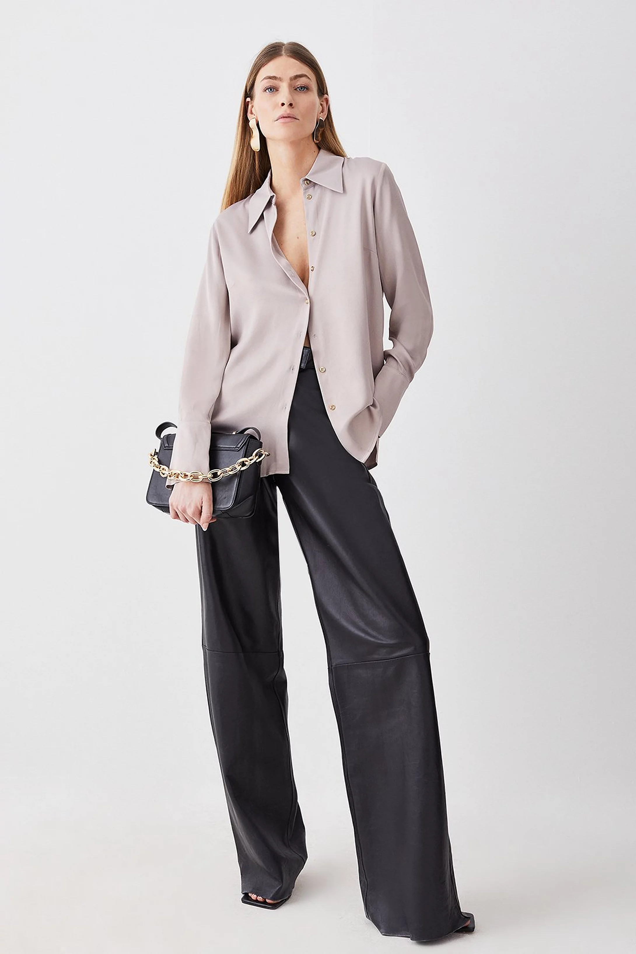 Satin Woven Shirt | Karen Millen US