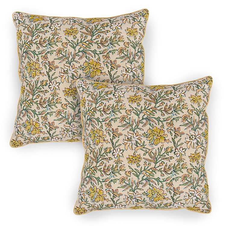 New! Yellow Floral Meadow Pillows, Set of 2 | Kirklands
