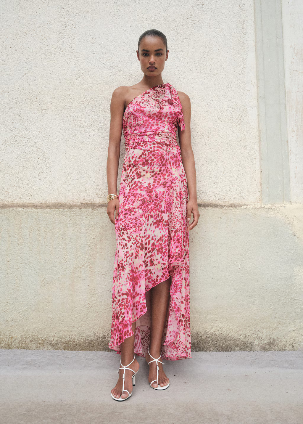 Asymmetrical animal-print dress fuchsia - Woman - 4 - MANGO | Mango (US/MX/AU)