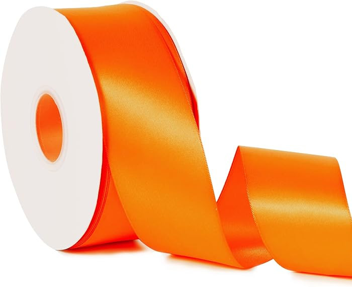 Orange 2" X 50 Yards Solid Color Satin Ribbon, Double Faced High Density Polyester Fabric Ribbon ... | Amazon (US)
