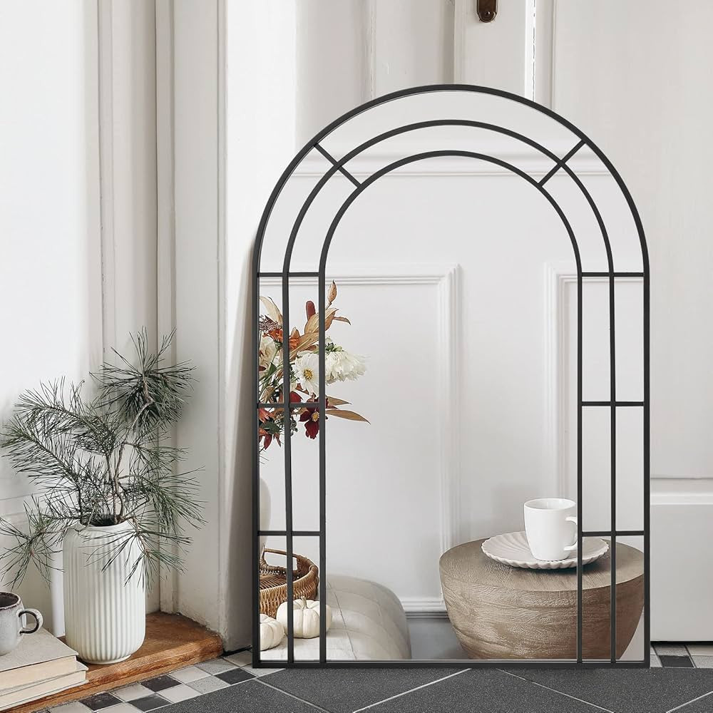 Muzilife 31x47 Arched Window Mirror, Large Arch Windowpane Bathroom Wall Mirror with Hand Polishe... | Amazon (US)