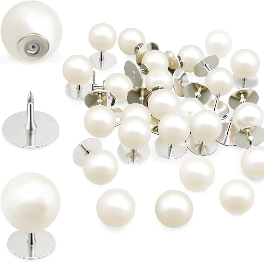 30 Sets Pearl Buttons No Sew Buttons for Clothes, 10mm Pearl Brooch Pins Reusable for Women, Whit... | Amazon (US)