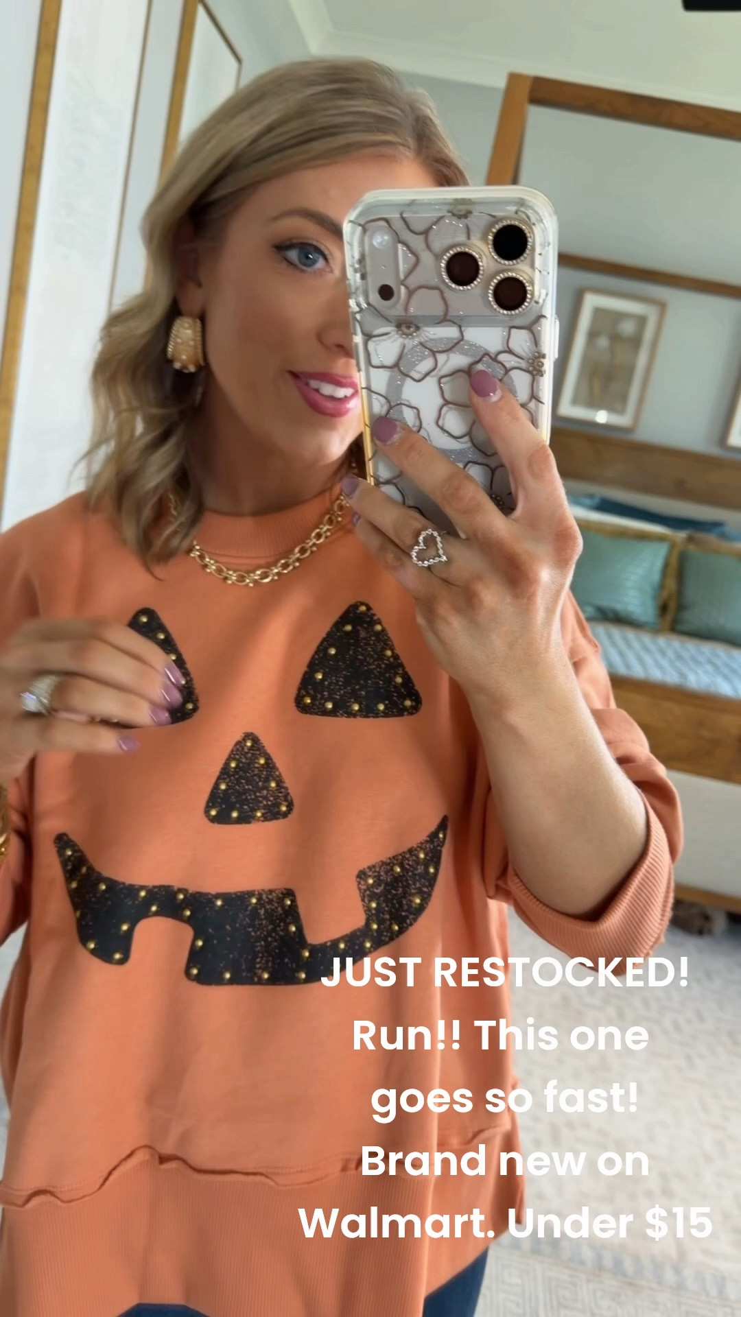 Walmart JUST restocked this adorable pumpkin sweatshirt and it’s UNDER $15!! 🎃🧡 This one sold out before, so I would not wait if you’ve had your eye on it! The quality is AMAZING for the price, and the studded pumpkin face details make it look so much more expensive than it is. I’m wearing the size small for an easy, relaxed fit. Such a cute Walmart fall fashion find to wear with jeans, leggings or shorts now and all through pumpkin season!

#walmartfashion #walmartfinds #walmartnewarrivals #walmartstyle #walmartfashionfinds #walmartsweatshirt #fallsweatshirt #pumpkinsweatshirt #pumpkinseason #fallfashion #falloutfit #falloutfitideas #affordablefashion #affordablestyle #womensfashion #walmartfallfinds

#LTKxWalmart #LTKPetite #LTKootd