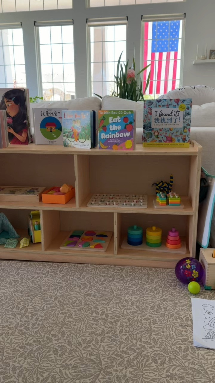 Montessori shelf that we love! We store her toys and a lot of her books in our kitchen and living room. Perfect for play, functional and looks pretty! 

#LTKHome #LTKKids #LTKBaby