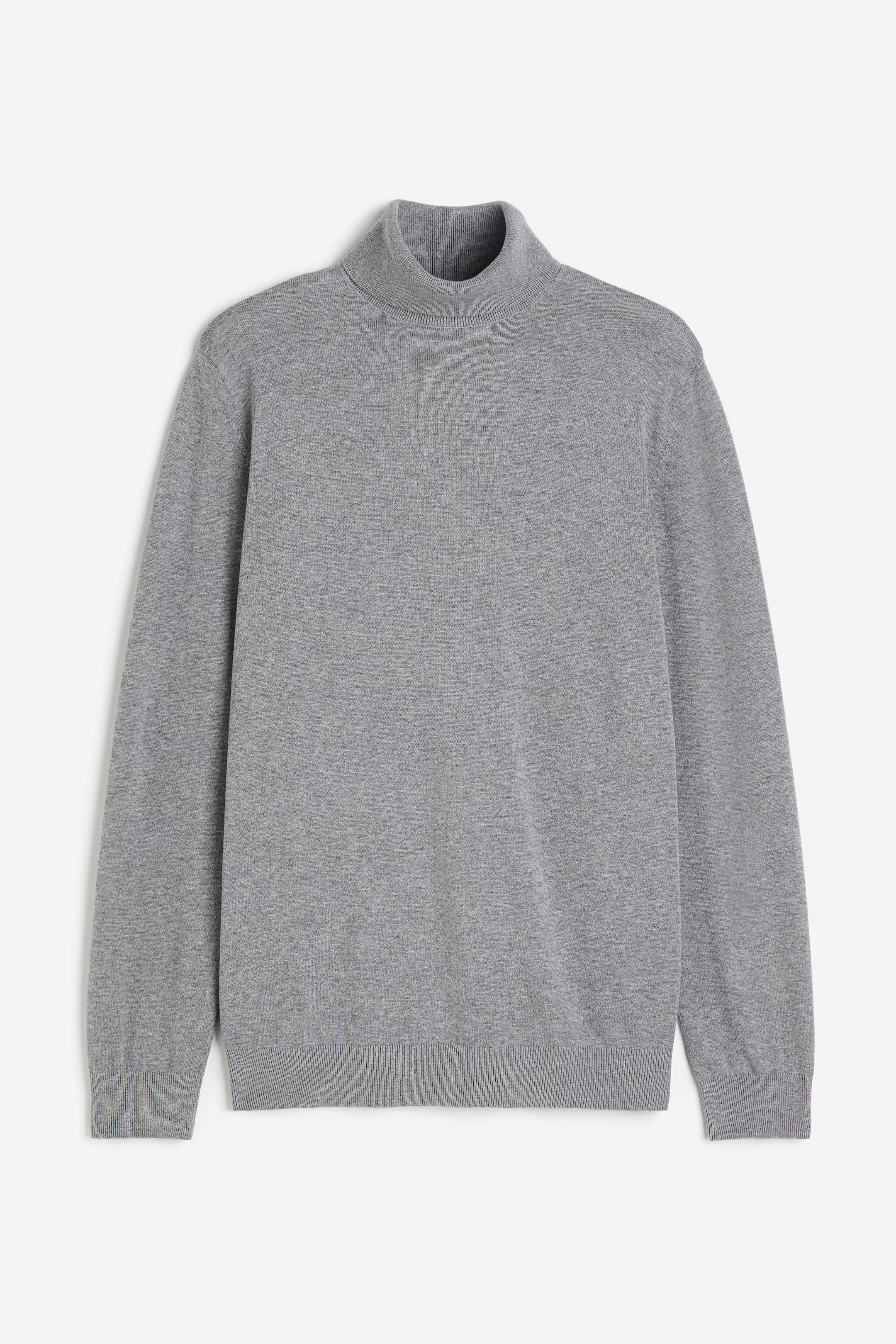 Slim Fit Fine-knit Turtleneck Sweater - Gray melange - Men | H&M US | H&M (US + CA)