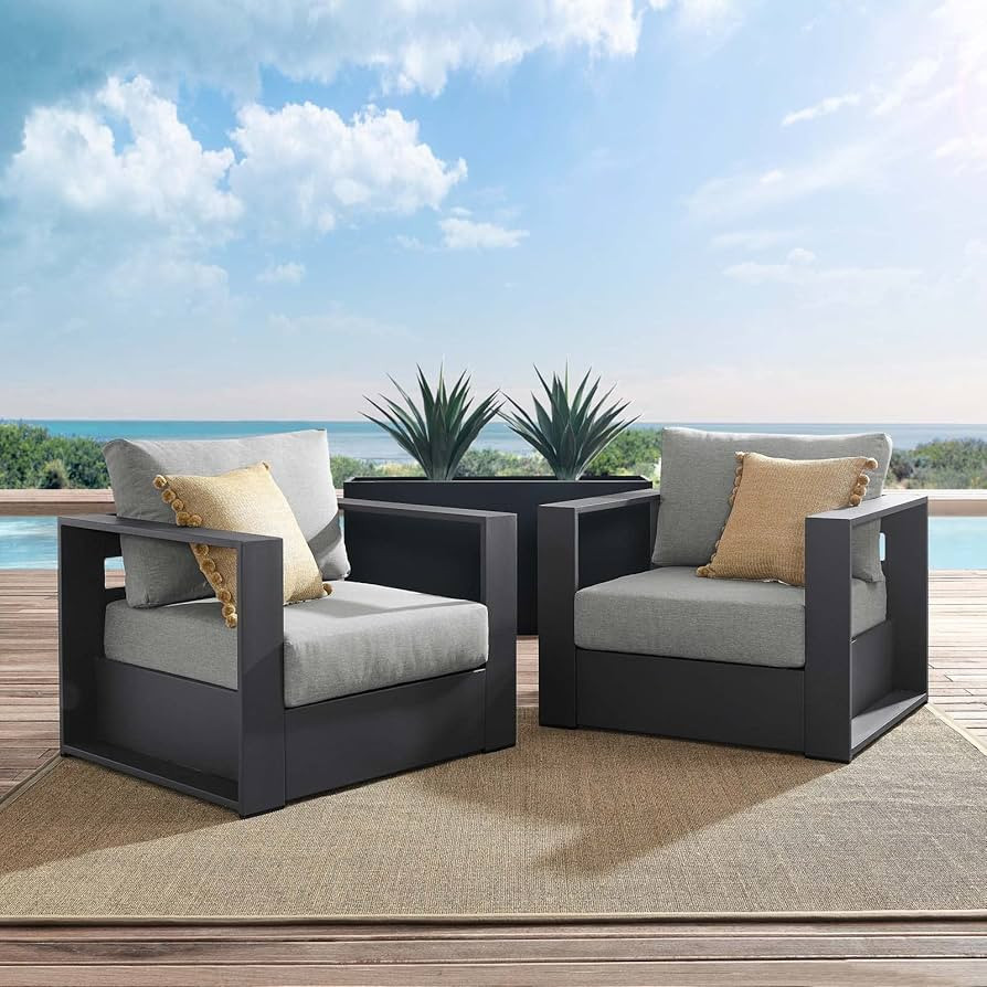 Modway Tahoe Aluminum 2-Piece Patio Set in Gray Gray | Amazon (US)