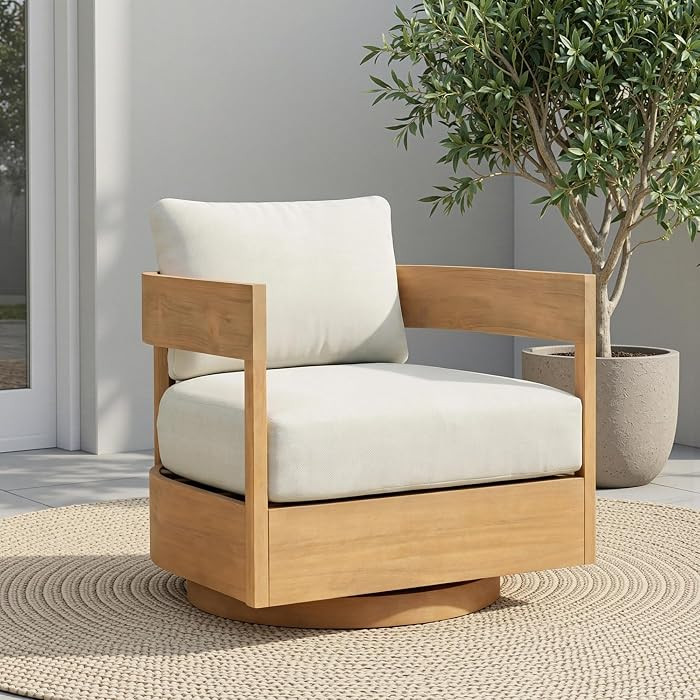 Macrout 360\u00b0 Swivel Patio Chair, Outdoor Rotating Armchair with 7.9" Thickened Cushions, Sol... | Amazon (US)