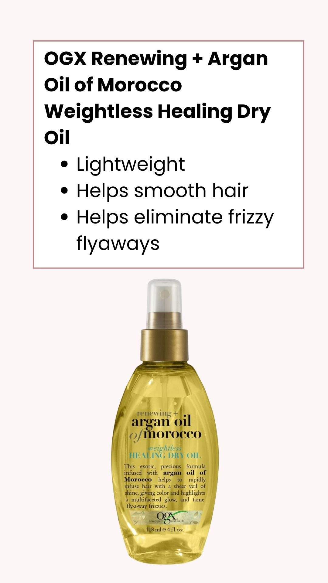 I used to use this I OGX argan dry oil and liked it. I can't remember why I stopped using it. I'm tempted to start using it again as it's lightweight and helps with frizz and smoothing hair strands.
#relaxedhair #haircare 

 

#LTKBeauty