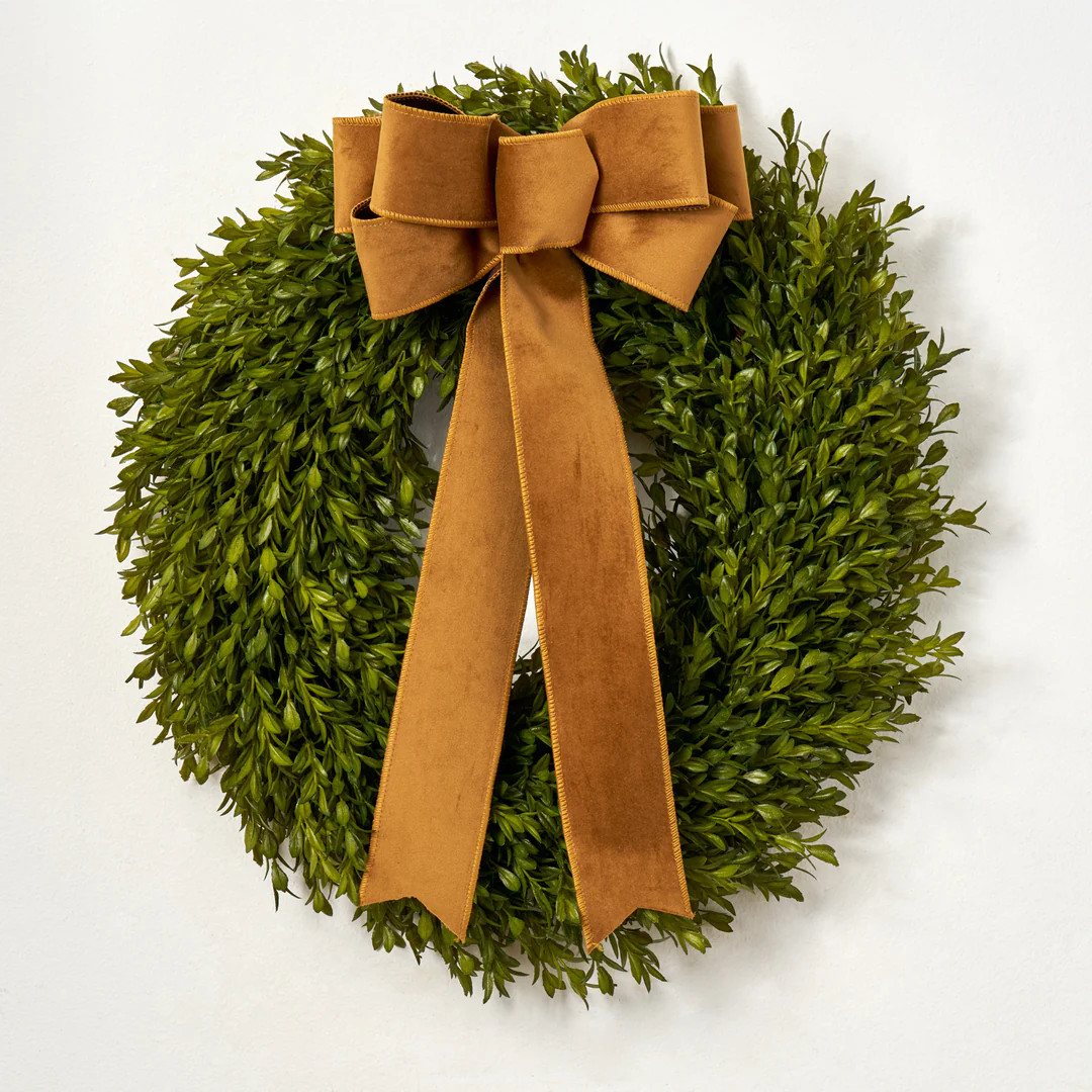 Realistic Boxwood Everyday All Seasons 18" Outdoor Greenery Wreath - 5 Holiday Bow Options | Darby Creek Trading