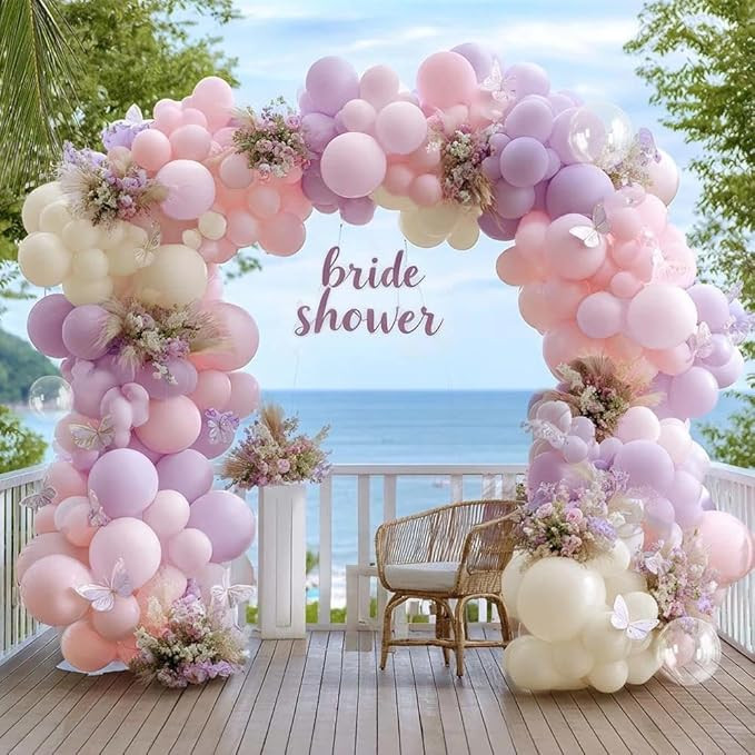 Pastel Pink Purple Balloon Arch Double Stuffed, Light Pink Lavender Lilac Ivory Balloon Garland K... | Amazon (US)