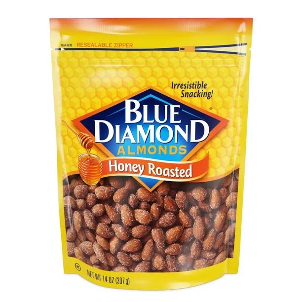 Blue Diamond Almonds, Honey Roasted Snack Nuts, 14oz Bag - Walmart.com | Walmart (US)