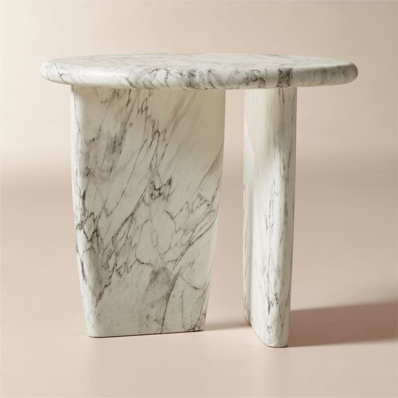 Anoki Grey Marbled Resin Side Table + Reviews | CB2 | CB2