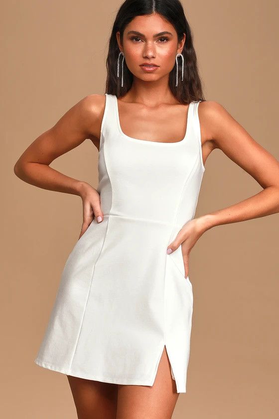 Always Admired White Sleeveless Mini Dress | Graduation Dresses White Graduation Dress | Lulus (US)