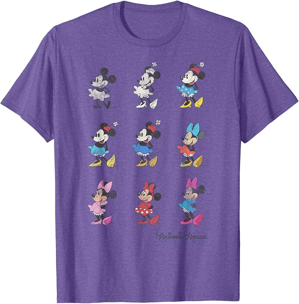 Disney Mickey And Friends Minnie Mouse Through The Years Short Sleeve T-Shirt,Small | Amazon (US)