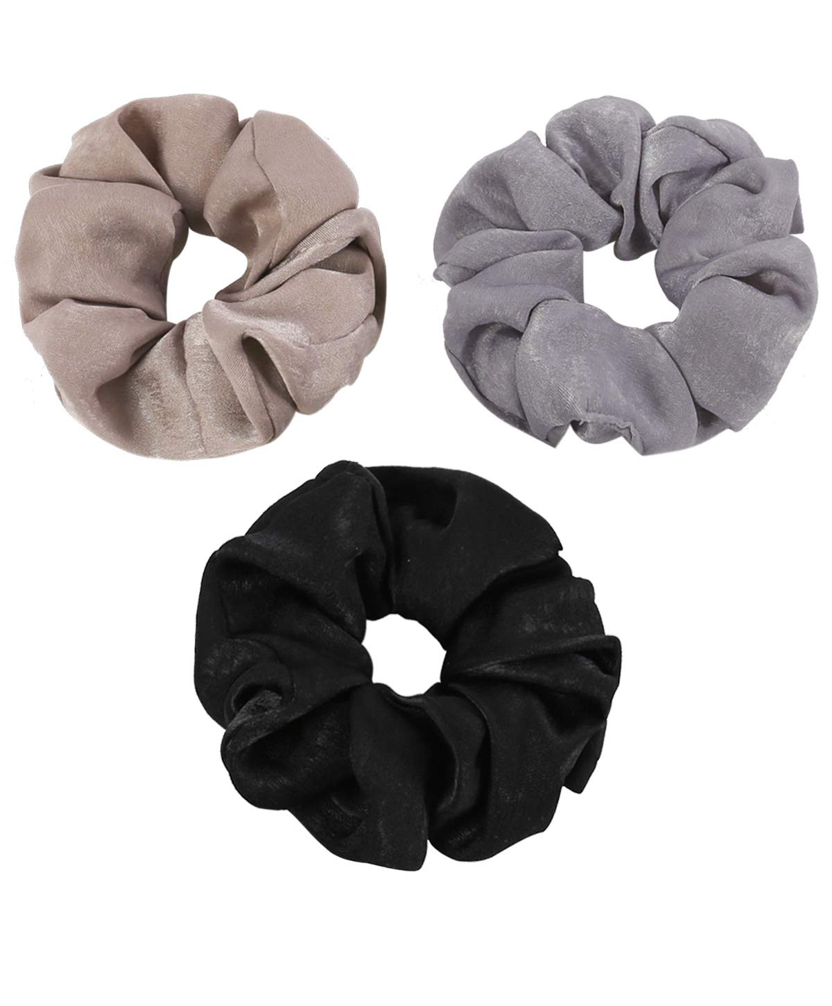 Women Satin Silk Hair Scrunchies - Women Girl Black Grey Beige Mulberry Soft Bobbles Thin Elastic... | Amazon (US)