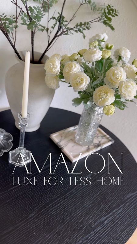 Amazon luxe for less home decor including these gorgeous faux ranunculus, vintage inspired candlesticks, designer look for less throw blanket, candle warmer lamp, boucle pillow covers, faux greenery stems and vases!

#LTKhome #LTKfindsunder100 #LTKstyletip