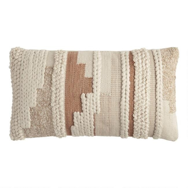 Rust and Ivory Braided Indoor Outdoor Lumbar Pillow | World Market
