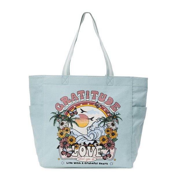 Women's Canvas Tote Handbag - Gratitude, Jade Delight | Walmart (US)