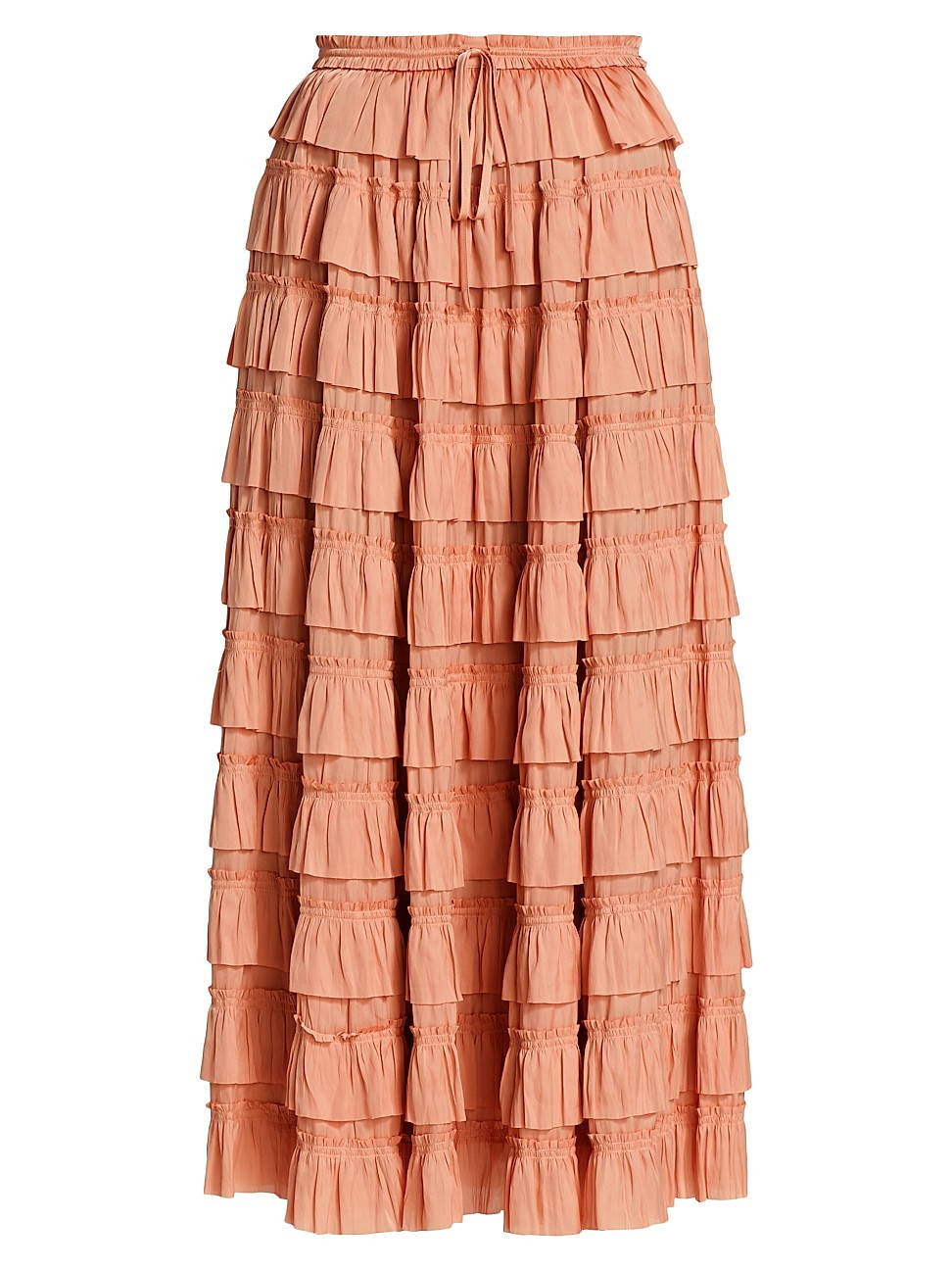 Women's Mari Ruffled Satin Midi-Skirt - Tuberose - Size 14 - Tuberose - Size 14 | Saks Fifth Avenue