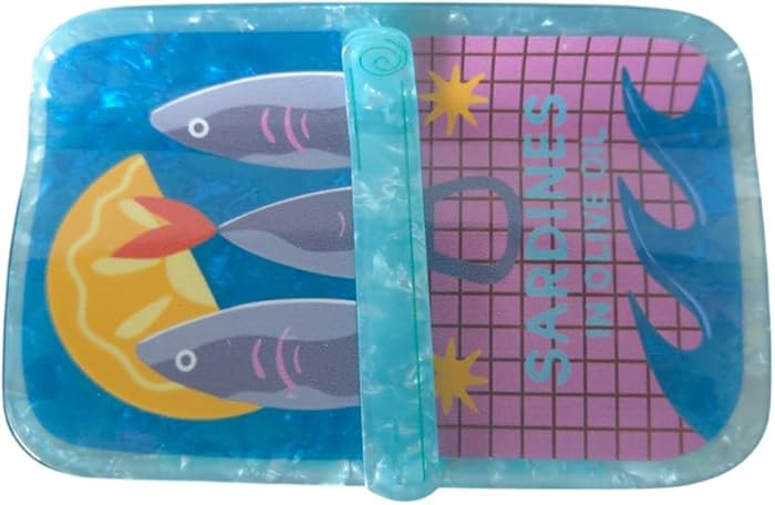 Funny Sardine Can Hair Clips,Funny Acrylic Claw Clip for Women,Sea Food Hair Clip,Cyan | Amazon (US)