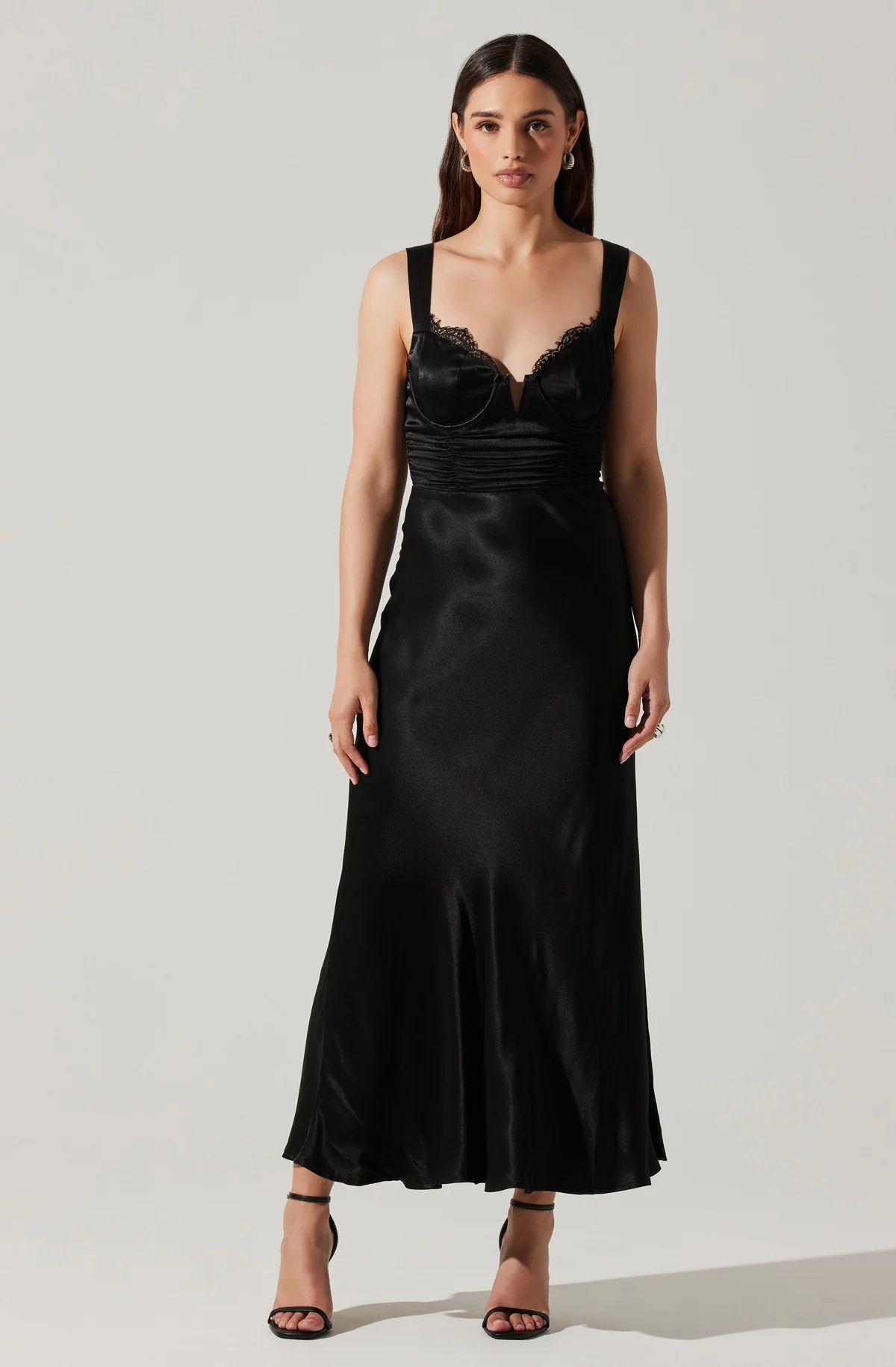 Aeris Satin Lace Trim Maxi Dress | ASTR The Label (US)