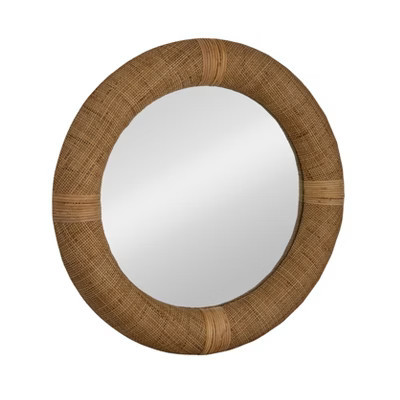Storied Home Handwoven Rattan Cane Round Wall Mirror, Natural | Target