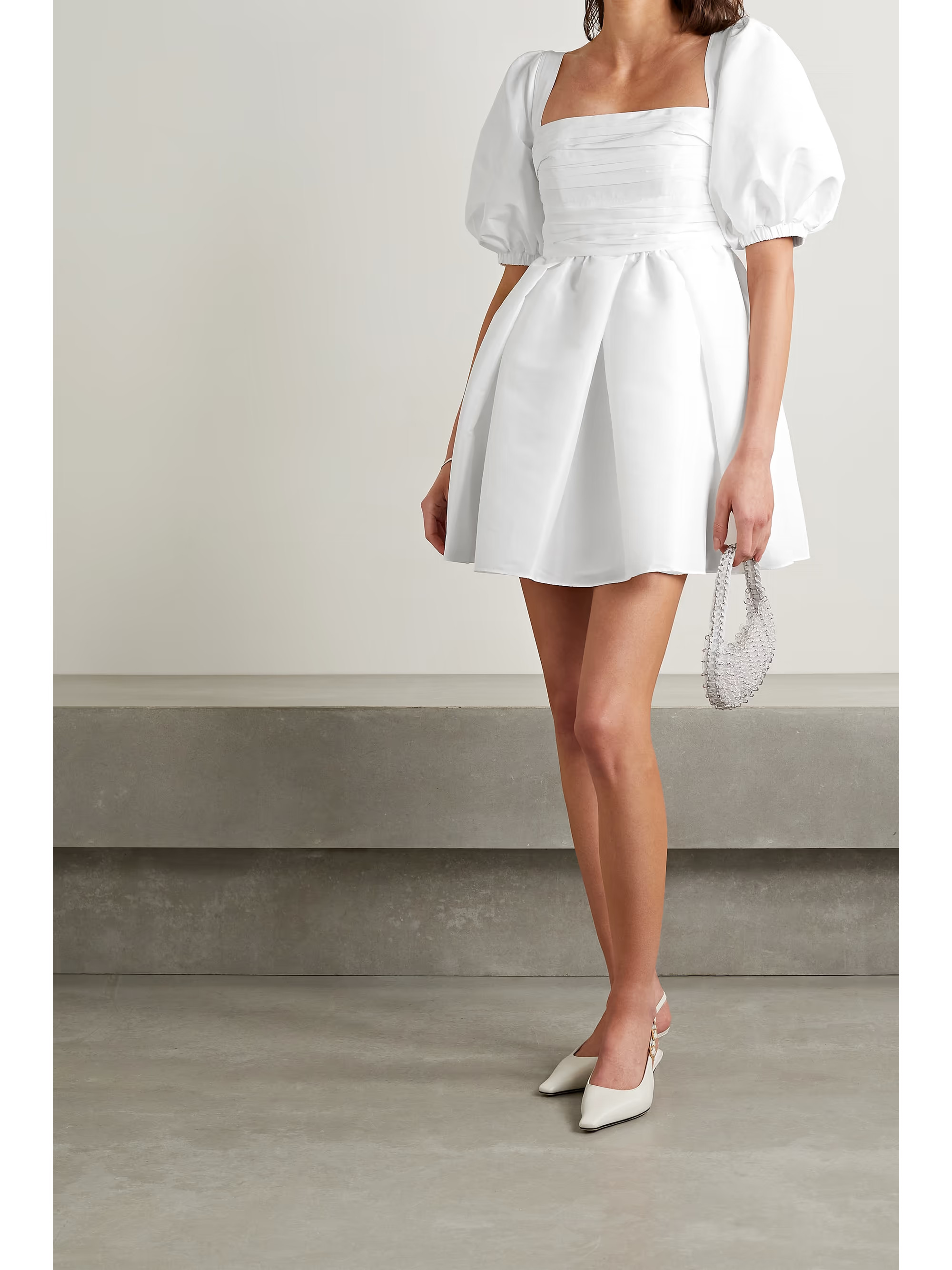 SELF-PORTRAIT Pleated taffeta mini dress | NET-A-PORTER | NET-A-PORTER (US)