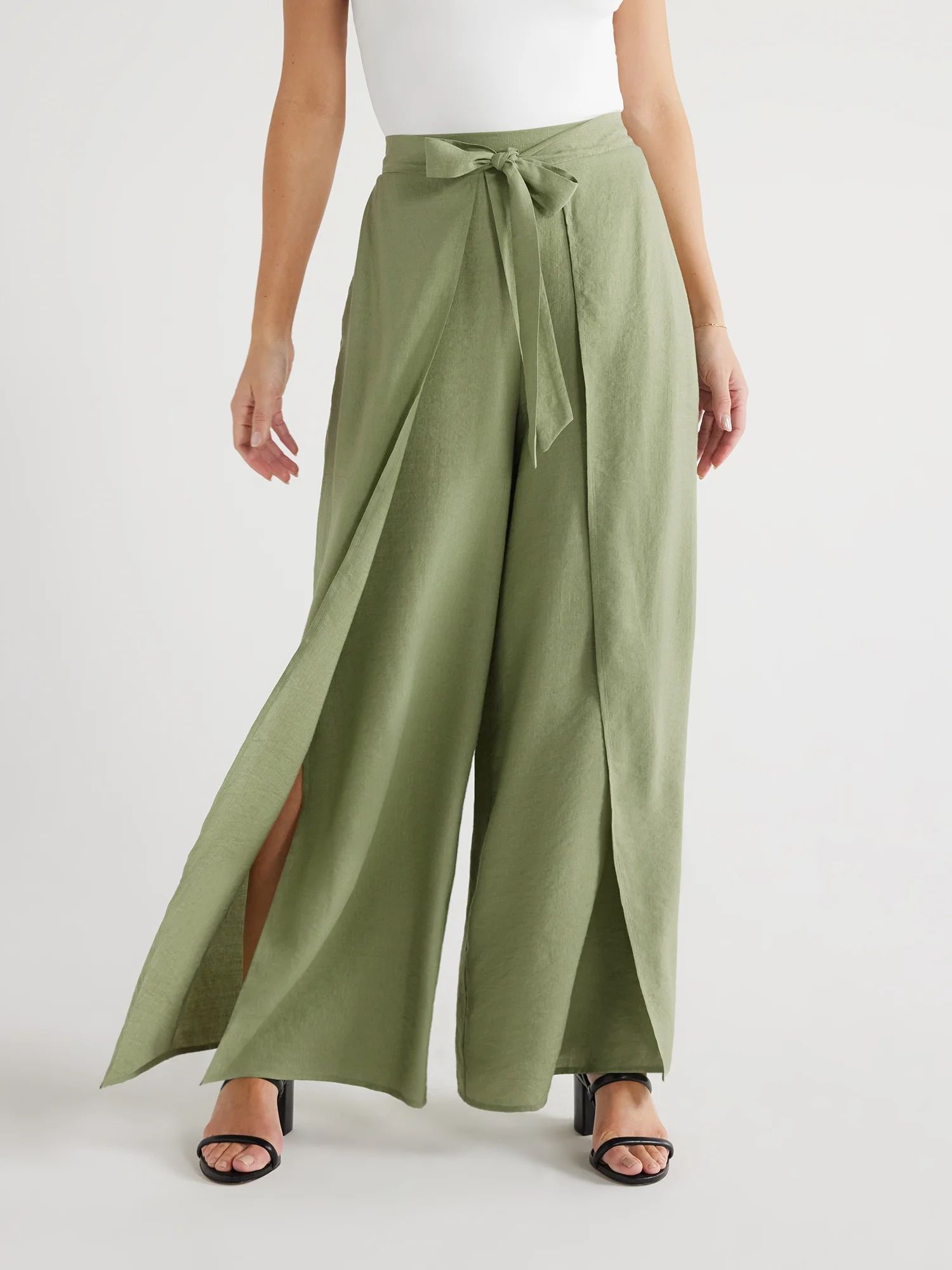 Sofia Jeans Women's Petal Hem Palazzo Pants, 30" Inseam, Sizes XS-XXXL | Walmart (US)