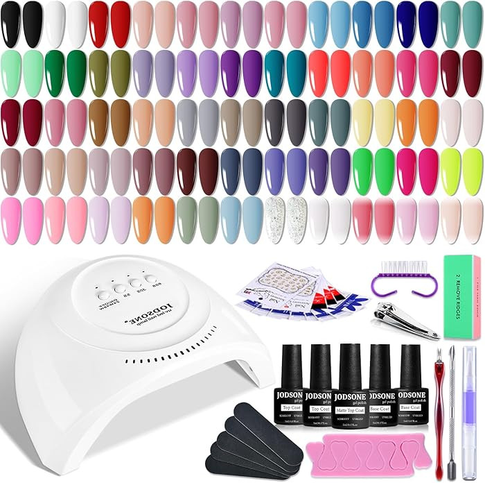 JODSONE Gel Nail Polish Kit 60 PCS with U V Light Soak off Base Top Coat 55 Shine Colors Gel Nail... | Amazon (US)