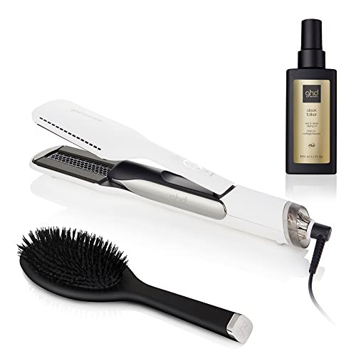ghd Duet Style Essentials Power Trio ― Duet 2-in-1 Hot Air Hair Styler (White), Sleek Talker Wet to Sleek Hair Styling Oil (3.2 fl. Oz.), and Oval Detangling Dressing Hair Brush (Black) | Amazon (US)
