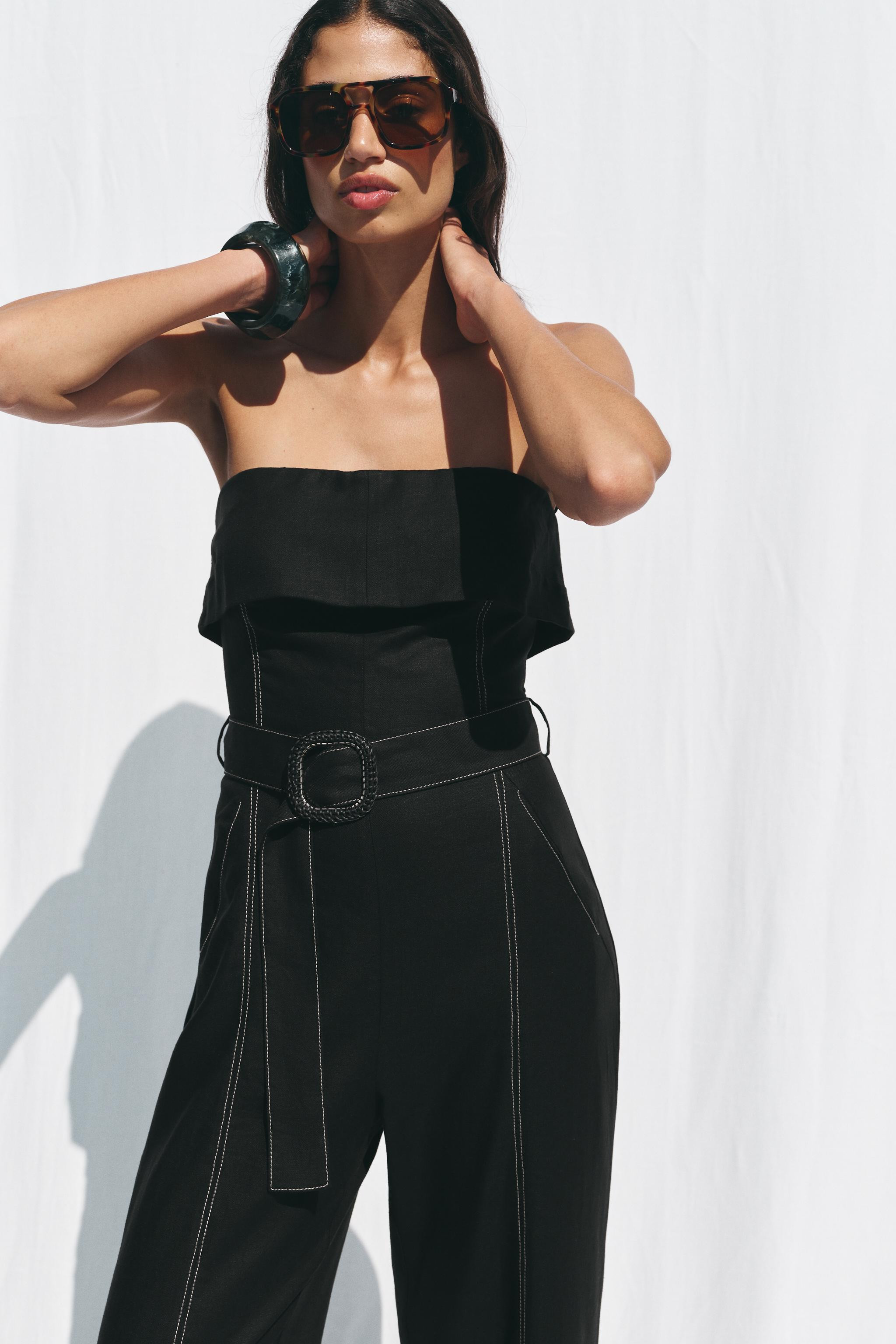 LINEN STRAPLESS JUMPSUIT | Zara US