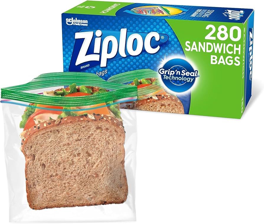 Ziploc Sandwich and Snack Bags, Storage Bags for On the Go Freshness, Grip 'n Seal Technology for... | Amazon (US)