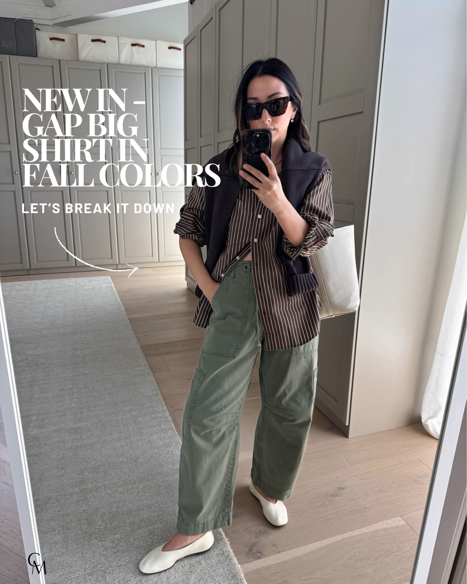 Gap Big Shirt in new fall colors. Sizing seems to be smaller these days. Ordered the petite small to try out. 

Gap big shirt petite xs
Gap sweater petite small
Pistola cargos 25 petite 
Reformation flats 5
Quince bag small
Celine sunglasses
Electric Picks earrings
Dorsey James necklace 15”

#LTKootd #LTKmomlife #LTKPetite