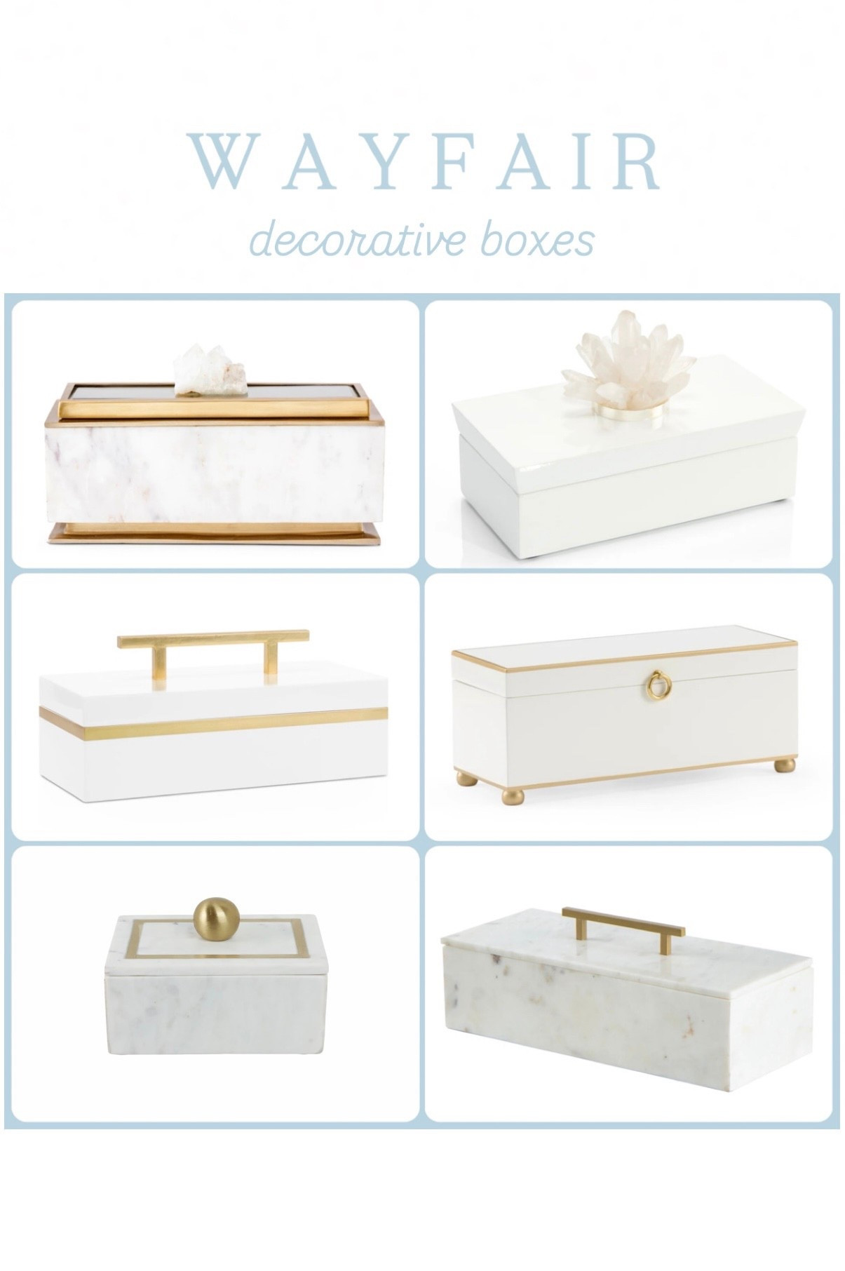 Chic decorative boxes from Wayfair 💖 #wayfair home decor spring decor dresser decor shelf styling white and gold box decor elegant home storage box remote box organization 

#LTKHome #LTKSaleAlert