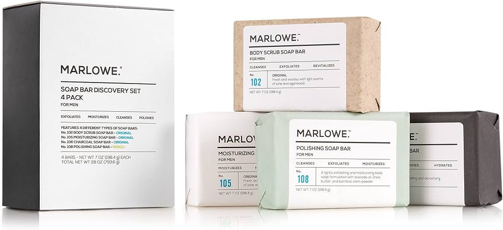 MARLOWE. Soap Discovery Gift Set, Mens Skin Care Variety Selection of Exfoliating Body Scrub, Cha... | Amazon (US)