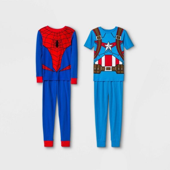 Boys' Marvel 4pc Pajama Set - Blue | Target