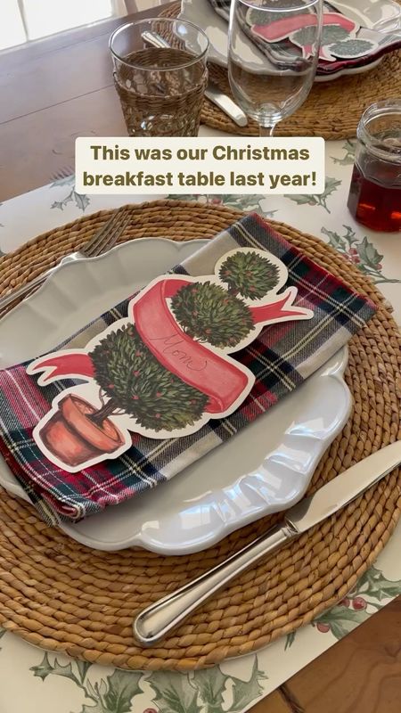 This was our Christmas breakfast table from last year! I love that I saved the place tags and still have plenty of the paper runner so I can easily recreate the look again this year if I want! #christmastable #christmasentertaining 

#LTKHoliday #LTKparties #LTKhome