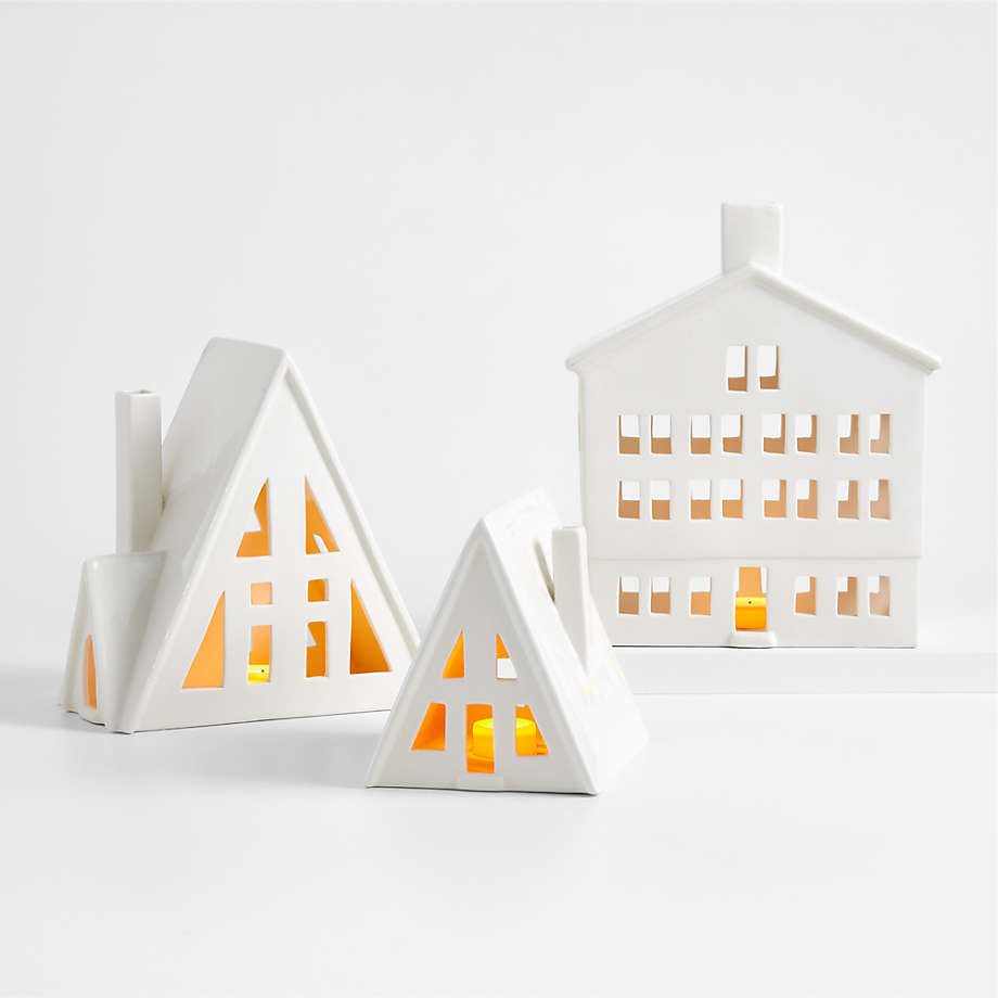 Small White Ceramic Holiday Alpine A-Frame House + Reviews | Crate & Barrel | Crate & Barrel