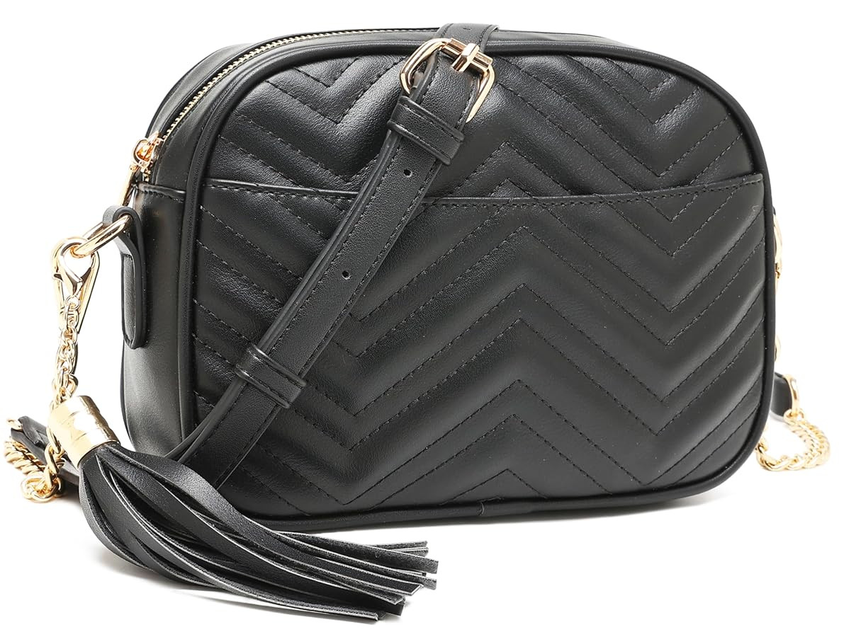 lola mae Quilted Crossbody Bag, Medium Lightweight Shoulder Purse Top Zipper Tassel Accent | Amazon (US)